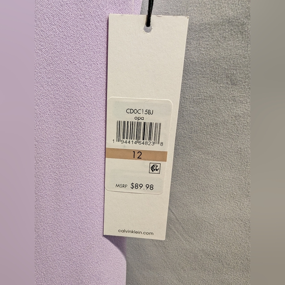 New with Tags Women's Purple Sleeveless Calvin Klein Dress Size 12 - Picture 5 of 6